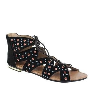 Yoki Anyat Lace-Up Black Gladiator Sandal